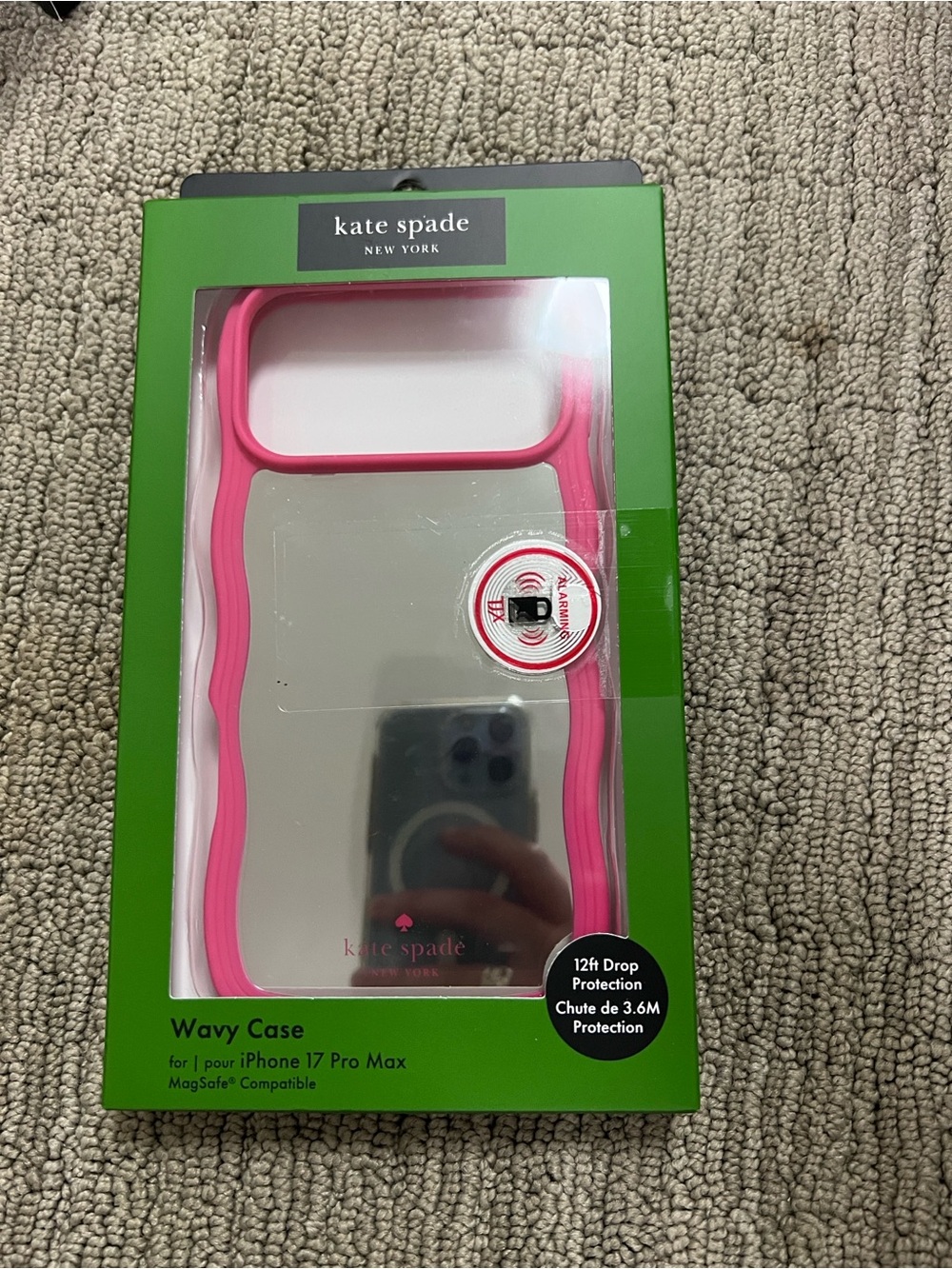 Kate Spade Wavy Hot Pink iPhone Mirror Case BNWT MagSafe Compatible 17 pro max